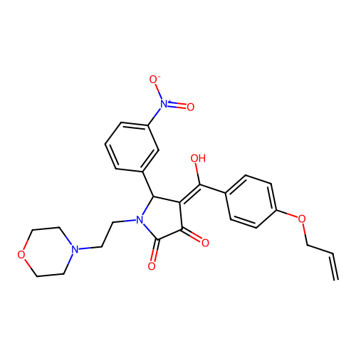 (4E)-4-[hydroxy-(4-prop-2-enoxyphenyl)methylidene]-1-(2-morpholin-4-ylethyl)-5-(3-nitrophenyl)pyrrolidine-2,3-dione structure