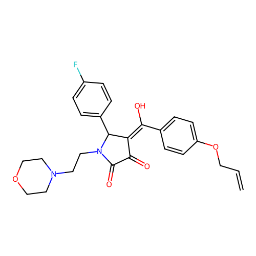 (4E)-5-(4-fluorophenyl)-4-[hydroxy-(4-prop-2-enoxyphenyl)methylidene]-1-(2-morpholin-4-ylethyl)pyrrolidine-2,3-dione structure