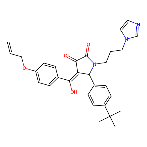 (4E)-5-(4-tert-butylphenyl)-4-[hydroxy-(4-prop-2-enoxyphenyl)methylidene]-1-(3-imidazol-1-ylpropyl)pyrrolidine-2,3-dione structure