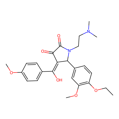 (4E)-1-(2-dimethylaminoethyl)-5-(4-ethoxy-3-methoxyphenyl)-4-[hydroxy-(4-methoxyphenyl)methylidene]pyrrolidine-2,3-dione structure