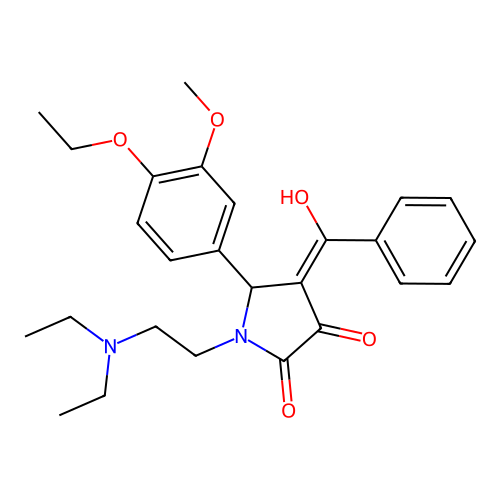(4E)-1-(2-diethylaminoethyl)-5-(4-ethoxy-3-methoxyphenyl)-4-[hydroxy(phenyl)methylidene]pyrrolidine-2,3-dione structure