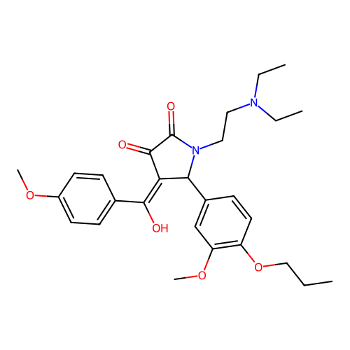 (4E)-1-(2-diethylaminoethyl)-4-[hydroxy-(4-methoxyphenyl)methylidene]-5-(3-methoxy-4-propoxyphenyl)pyrrolidine-2,3-dione structure