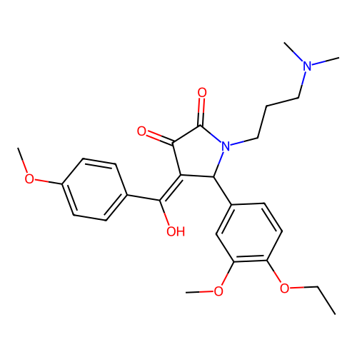 (4E)-1-[3-(dimethylamino)propyl]-5-(4-ethoxy-3-methoxyphenyl)-4-[hydroxy-(4-methoxyphenyl)methylidene]pyrrolidine-2,3-dione structure