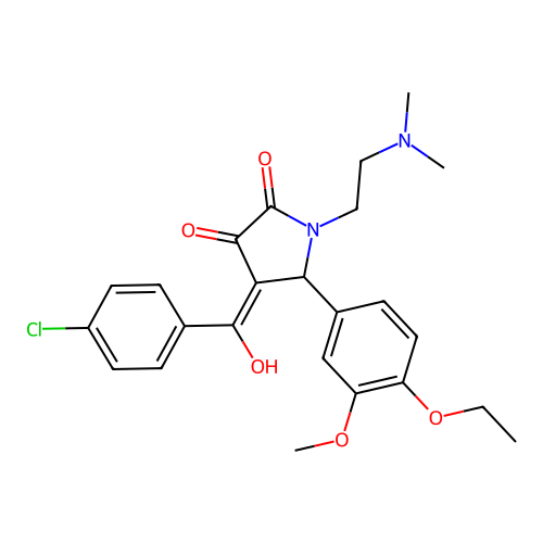 (4E)-4-[(4-chlorophenyl)-hydroxymethylidene]-1-(2-dimethylaminoethyl)-5-(4-ethoxy-3-methoxyphenyl)pyrrolidine-2,3-dione structure