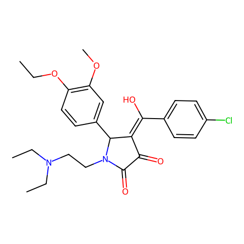 (4E)-4-[(4-chlorophenyl)-hydroxymethylidene]-1-(2-diethylaminoethyl)-5-(4-ethoxy-3-methoxyphenyl)pyrrolidine-2,3-dione structure