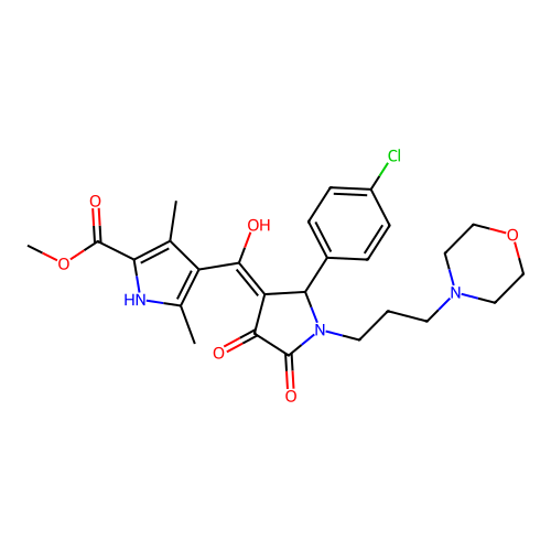 methyl 4-(2-(4-chlorophenyl)-4-hydroxy-1-(3-morpholinopropyl)-5-oxo-2,5-dihydro-1H-pyrrole-3-carbonyl)-3,5-dimethyl-1H-pyrrole-2-carboxylate structure