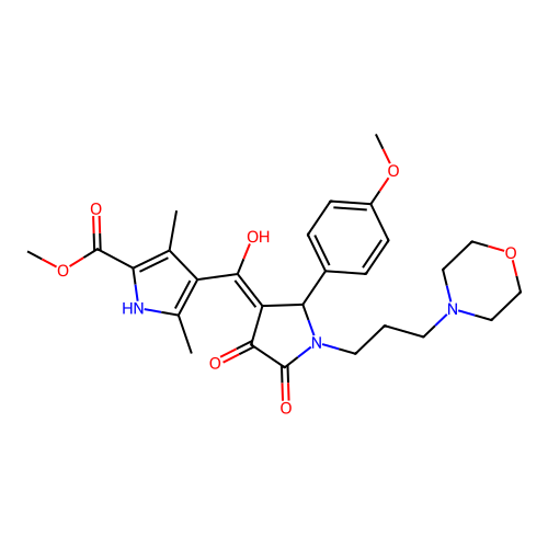methyl 4-(4-hydroxy-2-(4-methoxyphenyl)-1-(3-morpholinopropyl)-5-oxo-2,5-dihydro-1H-pyrrole-3-carbonyl)-3,5-dimethyl-1H-pyrrole-2-carboxylate structure