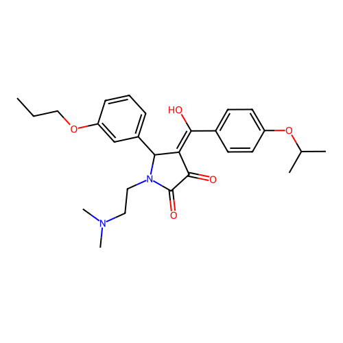 (4E)-1-(2-dimethylaminoethyl)-4-[hydroxy-(4-propan-2-yloxyphenyl)methylidene]-5-(3-propoxyphenyl)pyrrolidine-2,3-dione structure