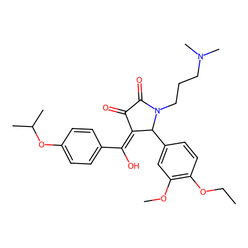 (4E)-1-[3-(dimethylamino)propyl]-5-(4-ethoxy-3-methoxyphenyl)-4-[hydroxy-(4-propan-2-yloxyphenyl)methylidene]pyrrolidine-2,3-dione structure