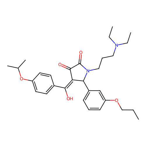 (4E)-1-[3-(diethylamino)propyl]-4-[hydroxy-(4-propan-2-yloxyphenyl)methylidene]-5-(3-propoxyphenyl)pyrrolidine-2,3-dione structure