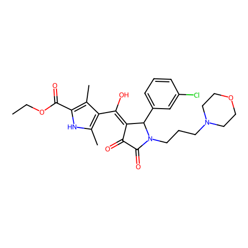 ethyl 4-(2-(3-chlorophenyl)-4-hydroxy-1-(3-morpholinopropyl)-5-oxo-2,5-dihydro-1H-pyrrole-3-carbonyl)-3,5-dimethyl-1H-pyrrole-2-carboxylate structure