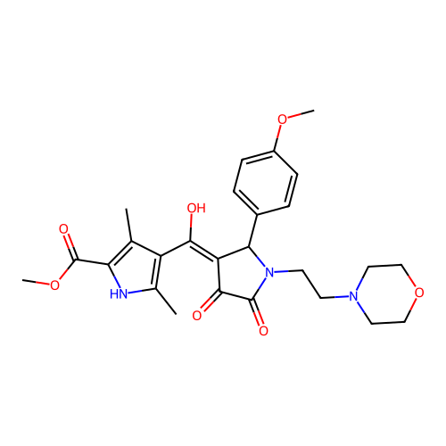 methyl 4-(4-hydroxy-2-(4-methoxyphenyl)-1-(2-morpholinoethyl)-5-oxo-2,5-dihydro-1H-pyrrole-3-carbonyl)-3,5-dimethyl-1H-pyrrole-2-carboxylate structure