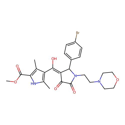 methyl 4-(2-(4-bromophenyl)-4-hydroxy-1-(2-morpholinoethyl)-5-oxo-2,5-dihydro-1H-pyrrole-3-carbonyl)-3,5-dimethyl-1H-pyrrole-2-carboxylate structure