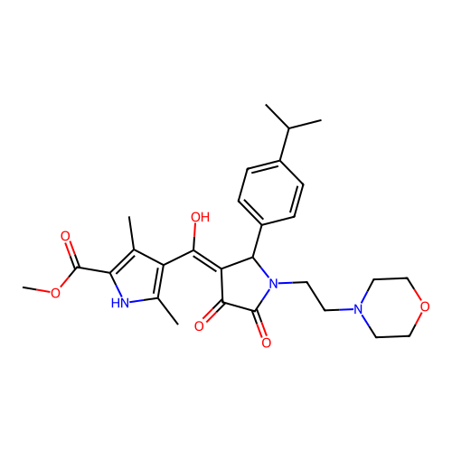 methyl 4-({4-hydroxy-2-[4-(methylethyl)phenyl]-1-(2-morpholin-4-ylethyl)-5-oxo (3-pyrrolin-3-yl)}carbonyl)-3,5-dimethylpyrrole-2-carboxylate structure