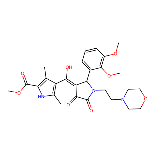 methyl 4-(2-(2,3-dimethoxyphenyl)-4-hydroxy-1-(2-morpholinoethyl)-5-oxo-2,5-dihydro-1H-pyrrole-3-carbonyl)-3,5-dimethyl-1H-pyrrole-2-carboxylate structure