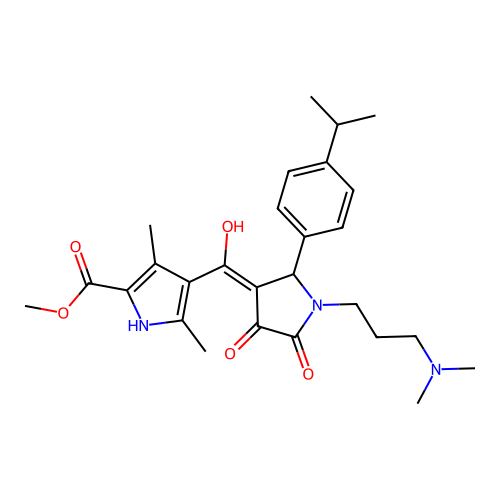 methyl 4-({1-[3-(dimethylamino)propyl]-4-hydroxy-2-[4-(methylethyl)phenyl]-5-o xo(3-pyrrolin-3-yl)}carbonyl)-3,5-dimethylpyrrole-2-carboxylate structure