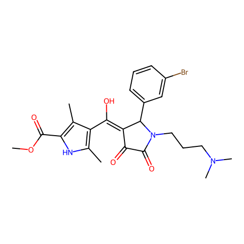 methyl 4-({1-[3-(dimethylamino)propyl]-2-(3-bromophenyl)-4-hydroxy-5-oxo(3-pyr rolin-3-yl)}carbonyl)-3,5-dimethylpyrrole-2-carboxylate structure