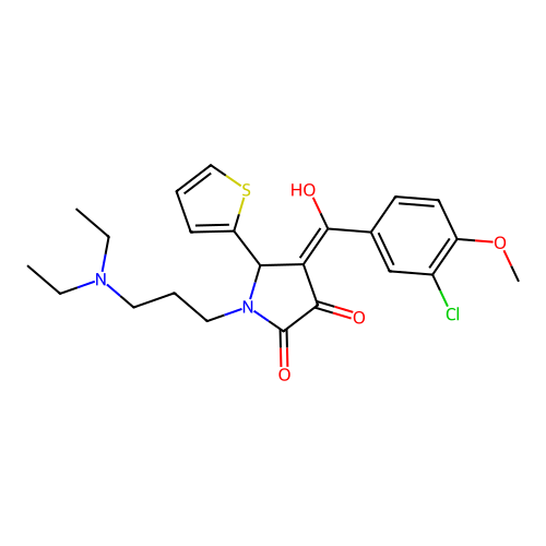 (4E)-4-[(3-chloro-4-methoxyphenyl)-hydroxymethylidene]-1-[3-(diethylamino)propyl]-5-thiophen-2-ylpyrrolidine-2,3-dione structure