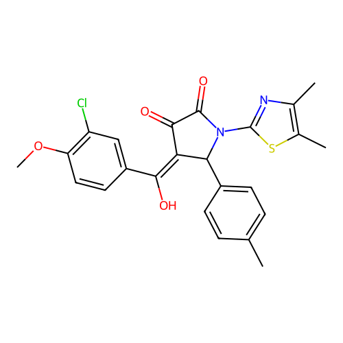 (4E)-4-[(3-chloro-4-methoxyphenyl)(hydroxy)methylidene]-1-(4,5-dimethyl-1,3-thiazol-2-yl)-5-(4-methylphenyl)pyrrolidine-2,3-dione structure