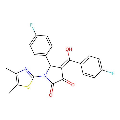 (4E)-1-(4,5-dimethyl-1,3-thiazol-2-yl)-5-(4-fluorophenyl)-4-[(4-fluorophenyl)(hydroxy)methylidene]pyrrolidine-2,3-dione structure