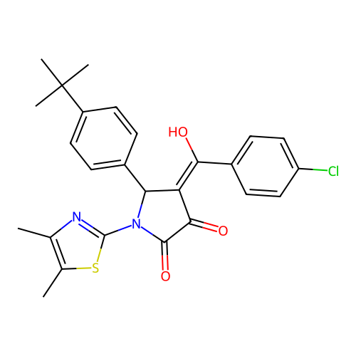 (4E)-5-(4-tert-butylphenyl)-4-[(4-chlorophenyl)(hydroxy)methylidene]-1-(4,5-dimethyl-1,3-thiazol-2-yl)pyrrolidine-2,3-dione structure