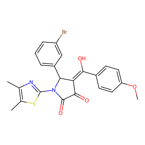 (4E)-5-(3-bromophenyl)-1-(4,5-dimethyl-1,3-thiazol-2-yl)-4-[hydroxy(4-methoxyphenyl)methylidene]pyrrolidine-2,3-dione structure