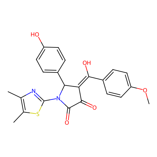 (4E)-1-(4,5-dimethyl-1,3-thiazol-2-yl)-4-[hydroxy(4-methoxyphenyl)methylidene]-5-(4-hydroxyphenyl)pyrrolidine-2,3-dione structure