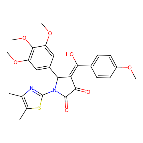 (4E)-1-(4,5-dimethyl-1,3-thiazol-2-yl)-4-[hydroxy(4-methoxyphenyl)methylidene]-5-(3,4,5-trimethoxyphenyl)pyrrolidine-2,3-dione structure