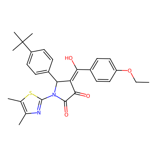 (4E)-5-(4-tert-butylphenyl)-1-(4,5-dimethyl-1,3-thiazol-2-yl)-4-[(4-ethoxyphenyl)(hydroxy)methylidene]pyrrolidine-2,3-dione structure