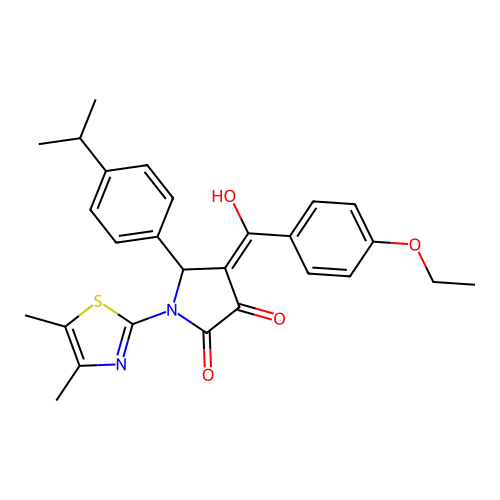 (4E)-1-(4,5-dimethyl-1,3-thiazol-2-yl)-4-[(4-ethoxyphenyl)(hydroxy)methylidene]-5-[4-(propan-2-yl)phenyl]pyrrolidine-2,3-dione structure