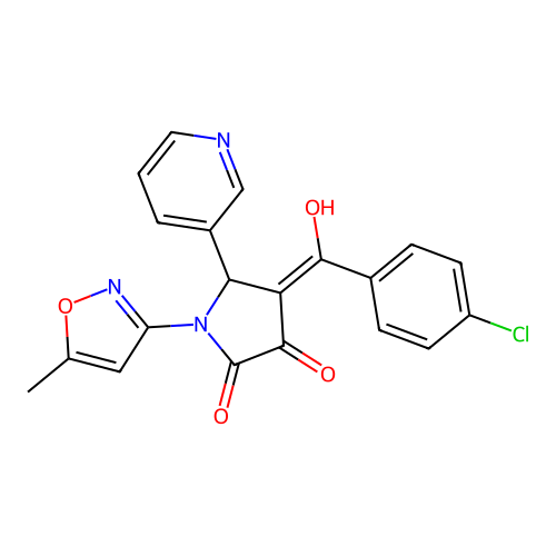 4-(4-chlorobenzoyl)-3-hydroxy-1-(5-methylisoxazol-3-yl)-5-(pyridin-3-yl)-1H-pyrrol-2(5H)-one structure
