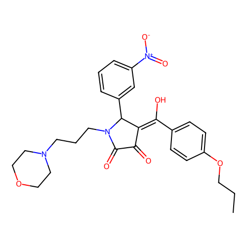 (4E)-4-[hydroxy-(4-propoxyphenyl)methylidene]-1-(3-morpholin-4-ylpropyl)-5-(3-nitrophenyl)pyrrolidine-2,3-dione structure