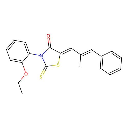 (Z)-3-(2-ethoxyphenyl)-5-((E)-2-methyl-3-phenylallylidene)-2-thioxothiazolidin-4-one structure