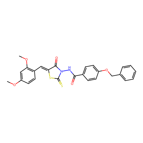 4-(benzyloxy)-N-[(5Z)-5-(2,4-dimethoxybenzylidene)-4-oxo-2-thioxo-1,3-thiazolidin-3-yl]benzamide structure