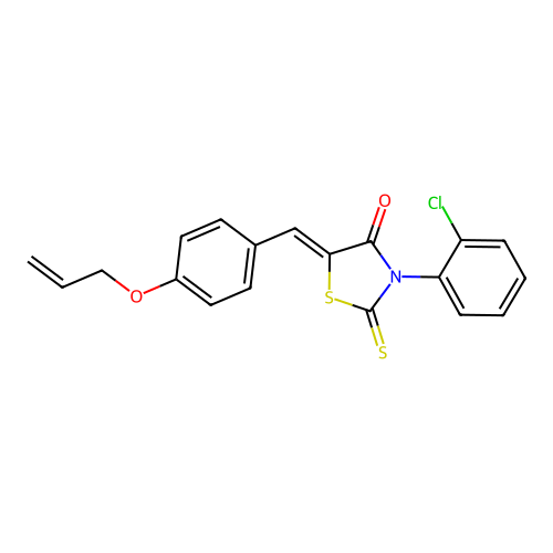 (5Z)-3-(2-chlorophenyl)-5-[4-(prop-2-en-1-yloxy)benzylidene]-2-thioxo-1,3-thiazolidin-4-one structure