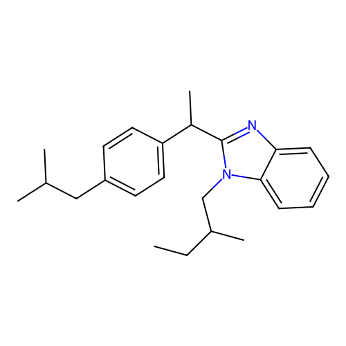 1-(2-Methylbutyl)-2-{[4-(2-methylpropyl)phenyl]ethyl}benzimidazole structure