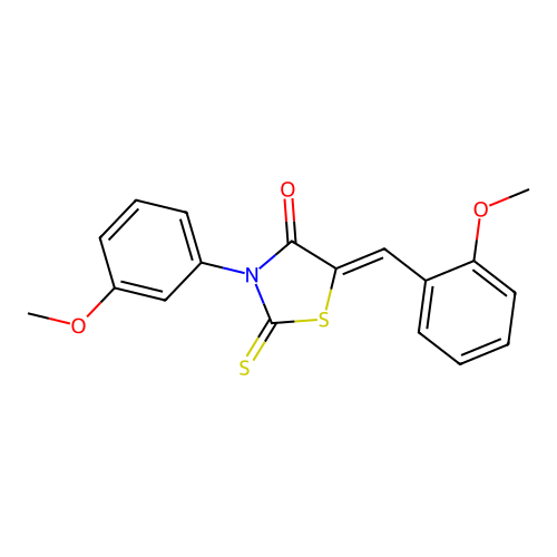 (Z)-5-(2-methoxybenzylidene)-3-(3-methoxyphenyl)-2-thioxothiazolidin-4-one structure