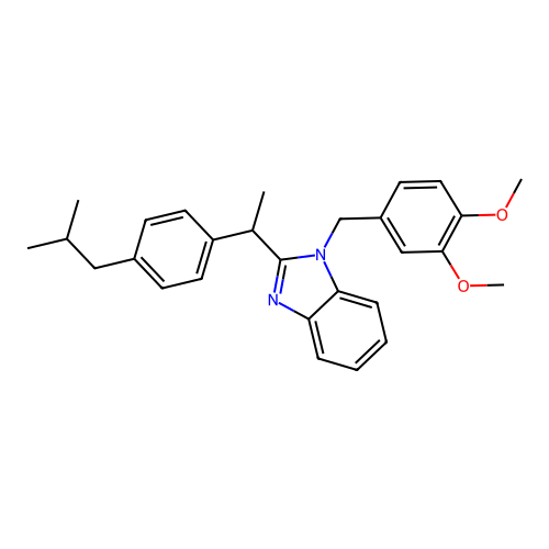 1-(3,4-dimethoxybenzyl)-2-{1-[4-(2-methylpropyl)phenyl]ethyl}-1H-benzimidazole structure