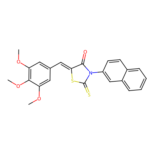 (Z)-3-(naphthalen-2-yl)-2-thioxo-5-(3,4,5-trimethoxybenzylidene)thiazolidin-4-one structure
