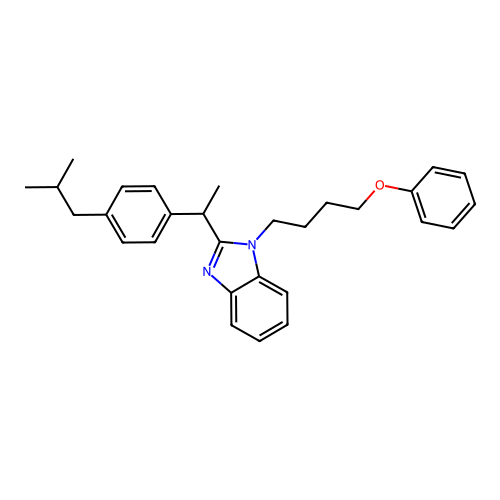 [4-(2-{[4-(2-Methylpropyl)phenyl]ethyl}benzimidazolyl)butoxy]benzene structure
