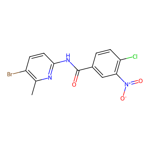 N-(5-bromo-6-methylpyridin-2-yl)-4-chloro-3-nitrobenzamide structure