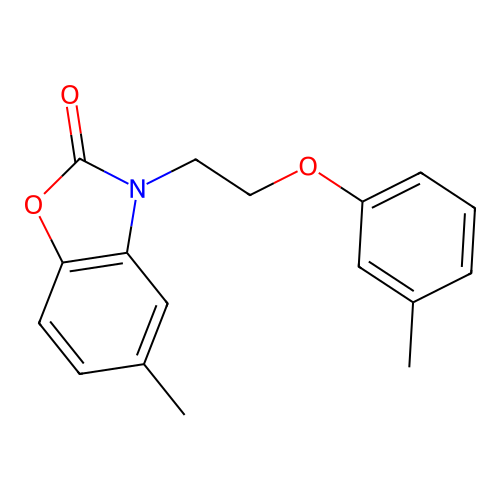 5-Methyl-3-[2-(3-methylphenoxy)ethyl]-1,3-benzoxazol-2-one structure