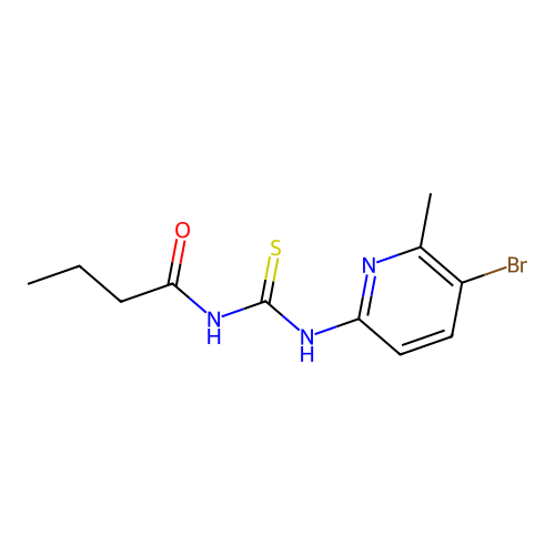 N-[(5-bromo-6-methylpyridin-2-yl)carbamothioyl]butanamide structure