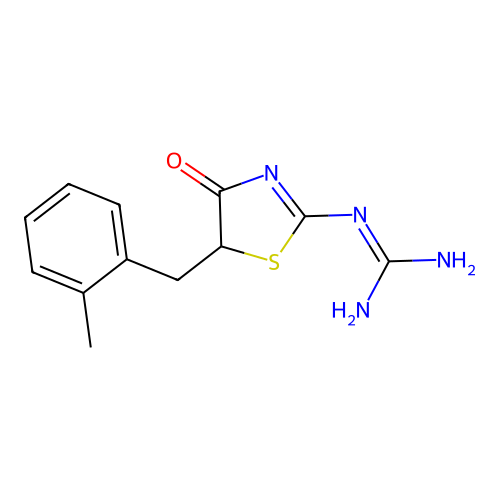 N-[5-(2-Methyl-benzyl)-4-oxo-thiazolidin-(2E)-ylidene]-guanidine structure