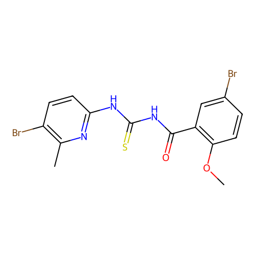 5-bromo-N-[(5-bromo-6-methylpyridin-2-yl)carbamothioyl]-2-methoxybenzamide structure