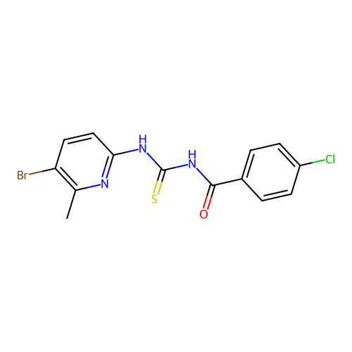 N-[(5-bromo-6-methylpyridin-2-yl)carbamothioyl]-4-chlorobenzamide structure