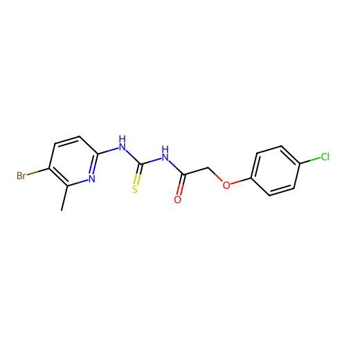 N-[(5-bromo-6-methylpyridin-2-yl)carbamothioyl]-2-(4-chlorophenoxy)acetamide structure