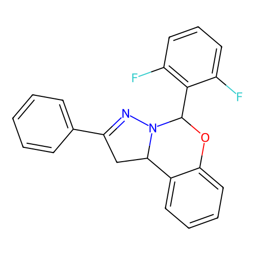 5-(2,6-Difluorophenyl)-2-phenyl-1,10b-dihydropyrazolo[1,5-c][1,3]benzoxazine structure