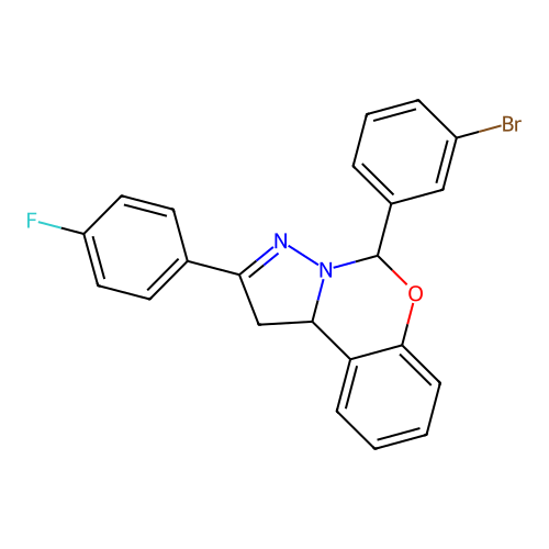5-(3-bromophenyl)-2-(4-fluorophenyl)-1,10b-dihydropyrazolo[1,5-c][1,3]benzoxazine structure