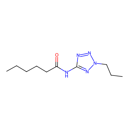 N-(2-propyl-2H-tetrazol-5-yl)hexanamide structure
